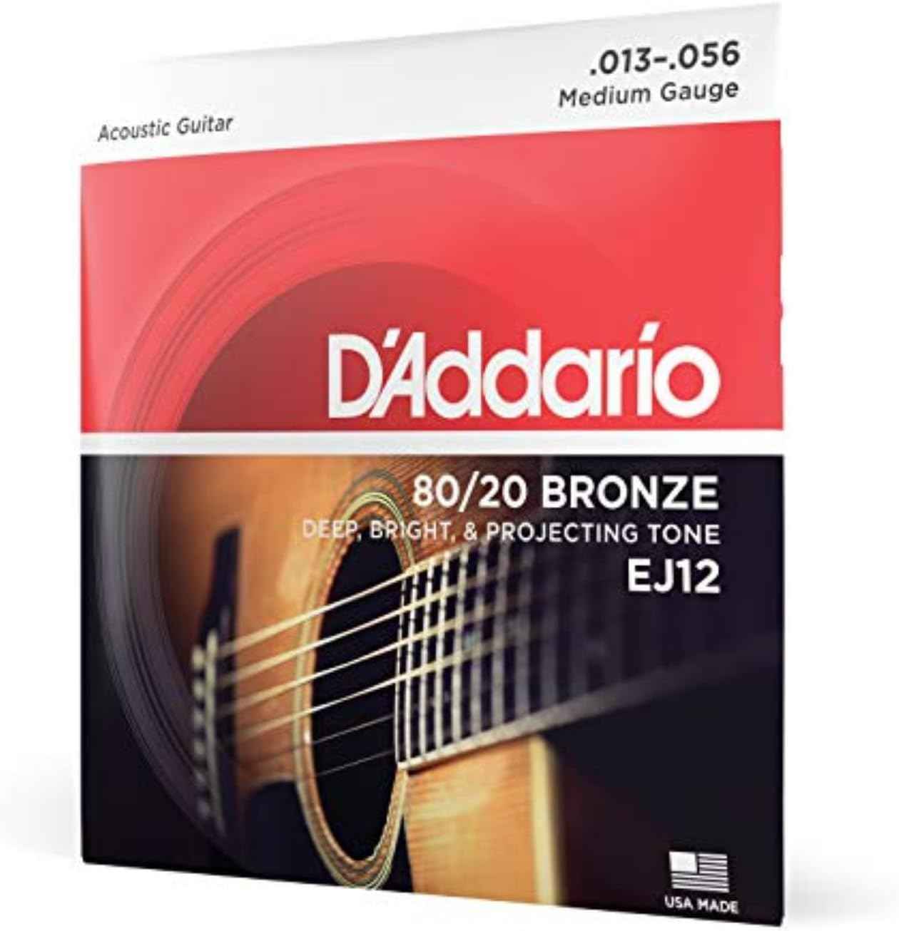 D'Addario EJ12 80/20 Bronze Acoustic Guitar Strings, Medium 13-56