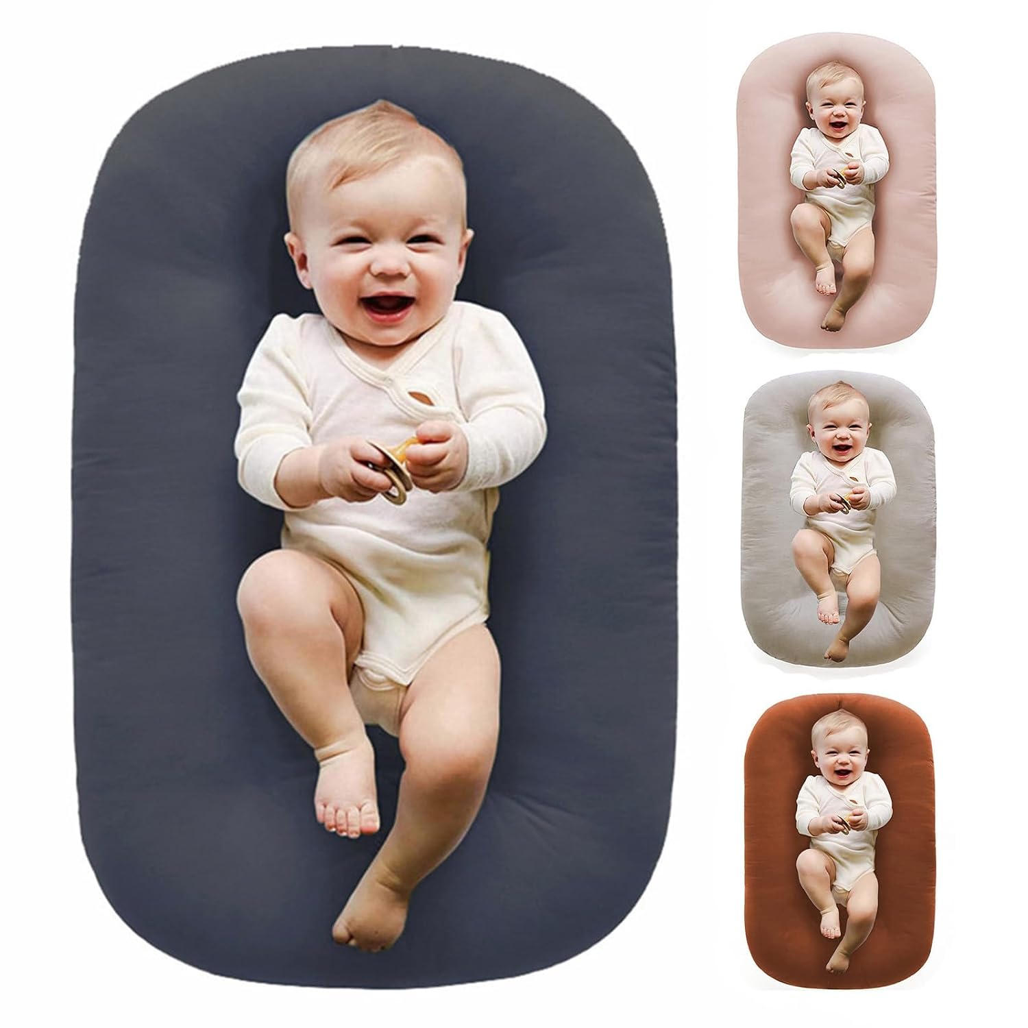 Baby Lounger 0-24 Months 100% Cotton Soft & Breathable(Gray)