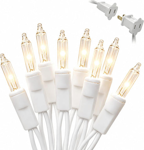 Warm White Christmas Lights, 2 Pack 21Ft Each 100 Incandescent Mini Bulbs, UL Certified, Connectable, Indoor and Outdoor, Perfect for Christmas Tree, Wreath, Home, Yard, Wedding, Party, Holiday Decor
