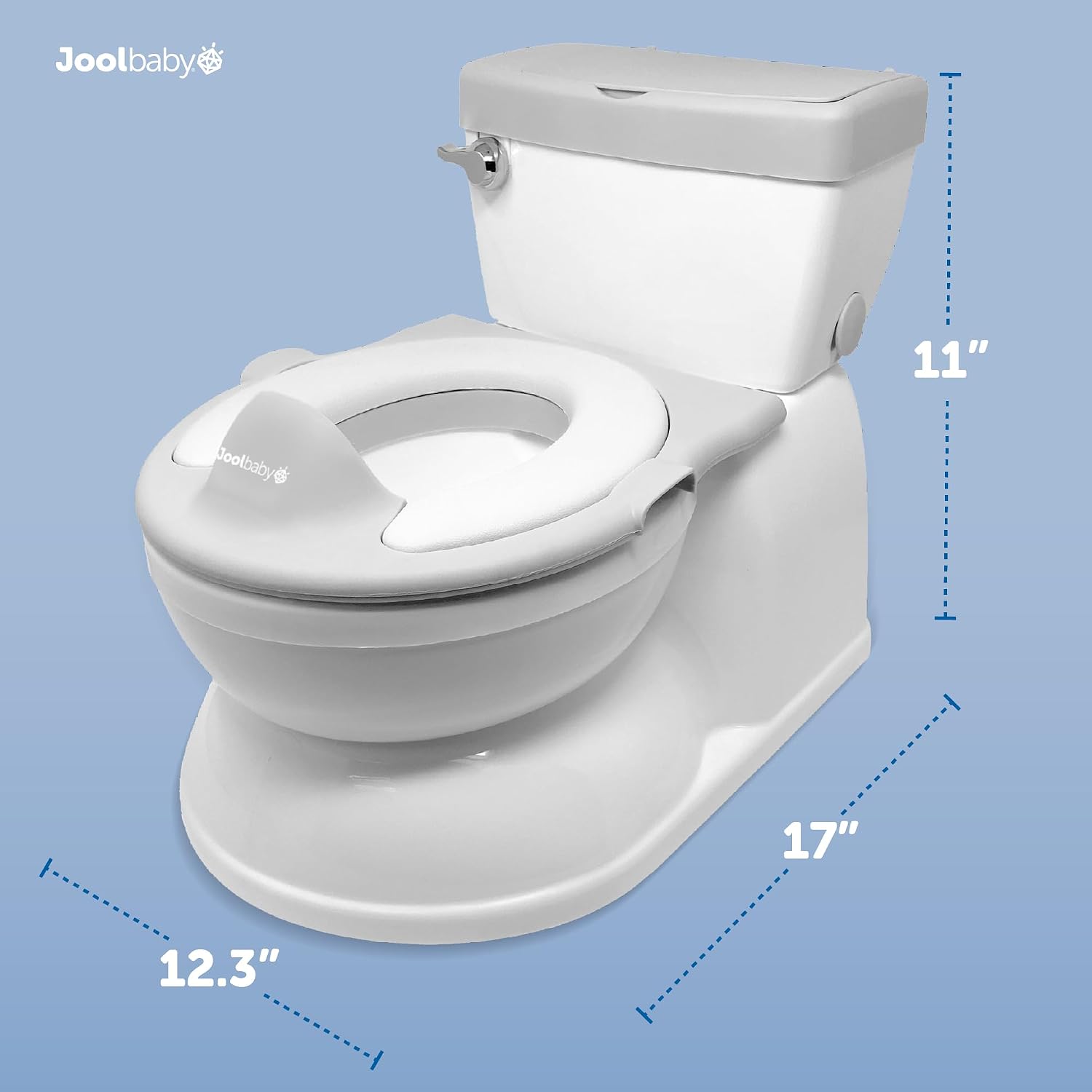 Jool Baby Real Feel 2-in-1 Potty with Wipes Storage, Flushing Sounds & Disposable Liners - Realistic Toilet - Easy to Clean & Assemble (Gray)