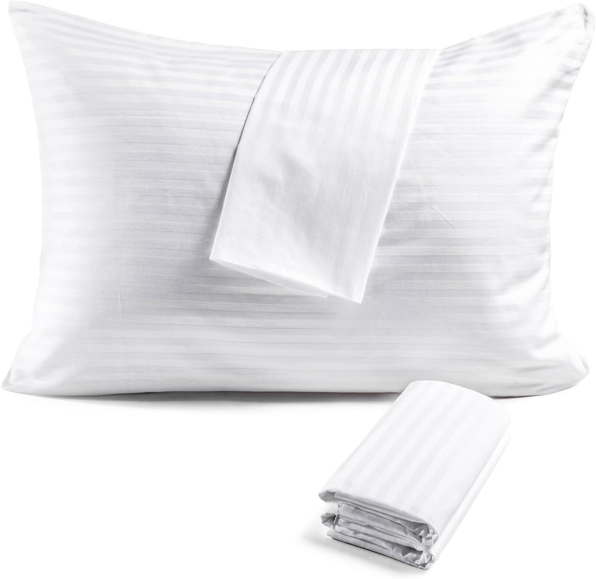 FAUNNA 600TC 100% Cotton Pillow Protectors, King Size (20x36), 6 Pack, Oeko-TEX Certified, Hotel Grade Pillow Cover with Silent Zipper, Zip Up Pillow Cases, White