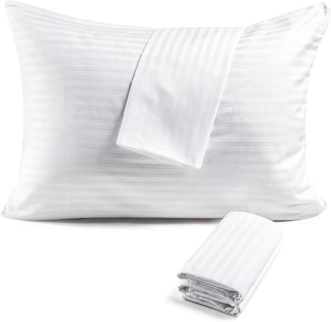 FAUNNA 600TC 100% Cotton Pillow Protectors, King Size (20x36), 6 Pack, Oeko-TEX Certified, Hotel Grade Pillow Cover with Silent Zipper, Zip Up Pillow Cases, White