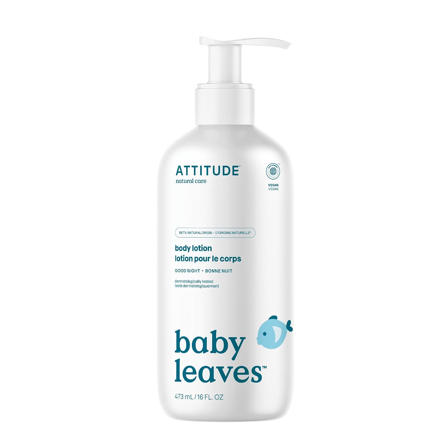 ATTITUDE Baby Lotion for Face & Body, Good Night, EWG Verified, 16 Fl Oz