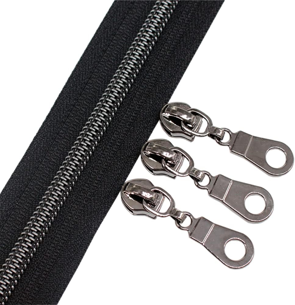 YaHoGa #5 Black Nickel Nylon Coil Zippers by The Yard 10 Yards (Black)