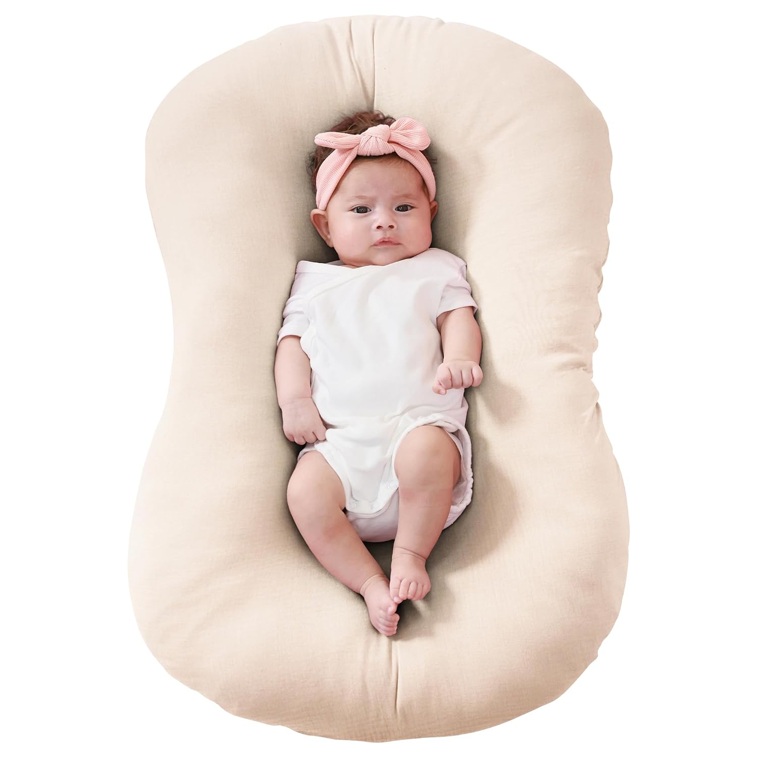 FUNUPUP Muslin Baby Lounger Cover Only, Beige