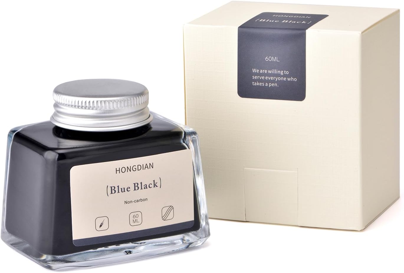 Hongdian Fountain Pen Bottled Ink Blue Black Color, 60ml Non Carbon Inkwell Bottle, Artist Calligraphy Ink