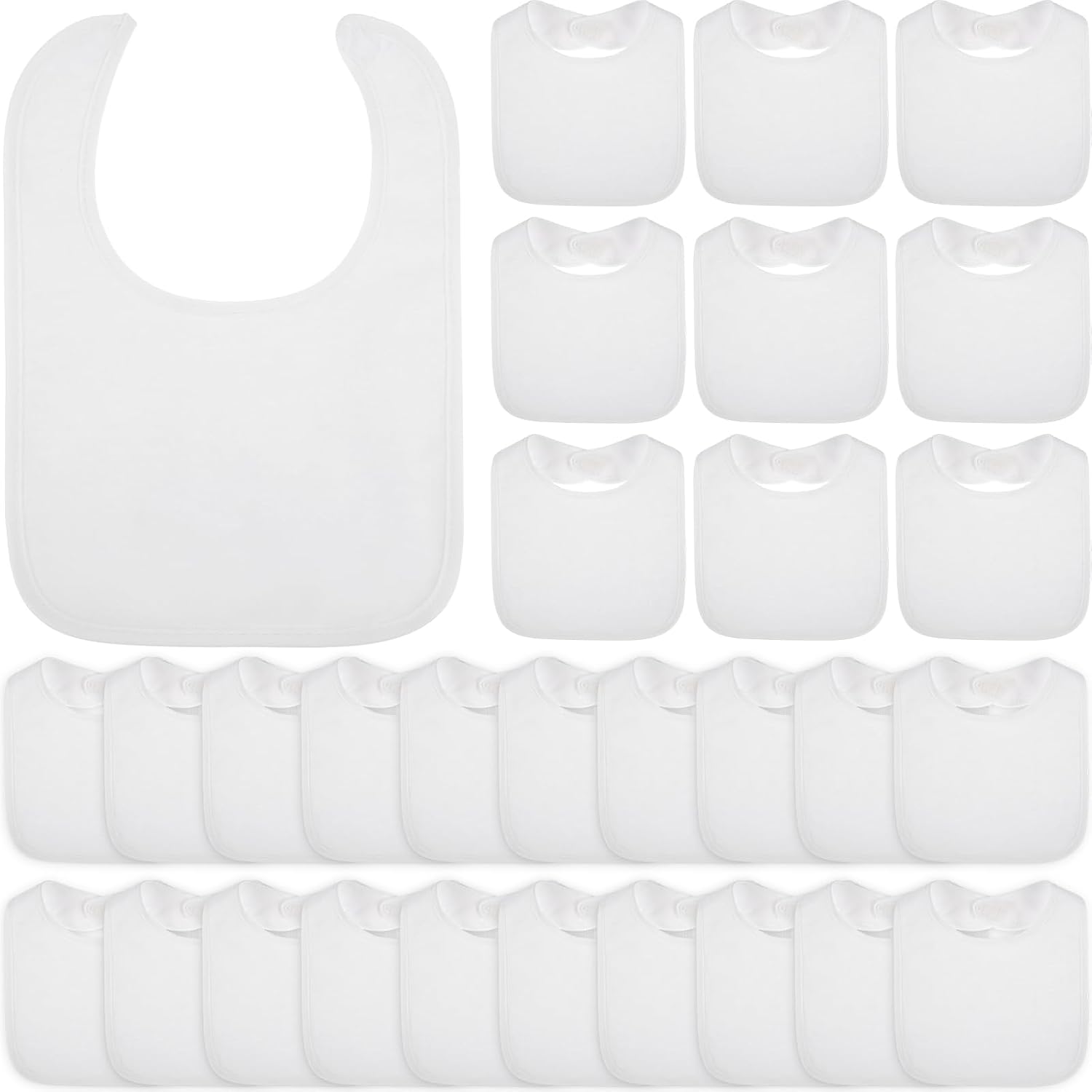 Toulite 50 Pcs White Baby Bibs Unisex Washable Cotton Double Sided
