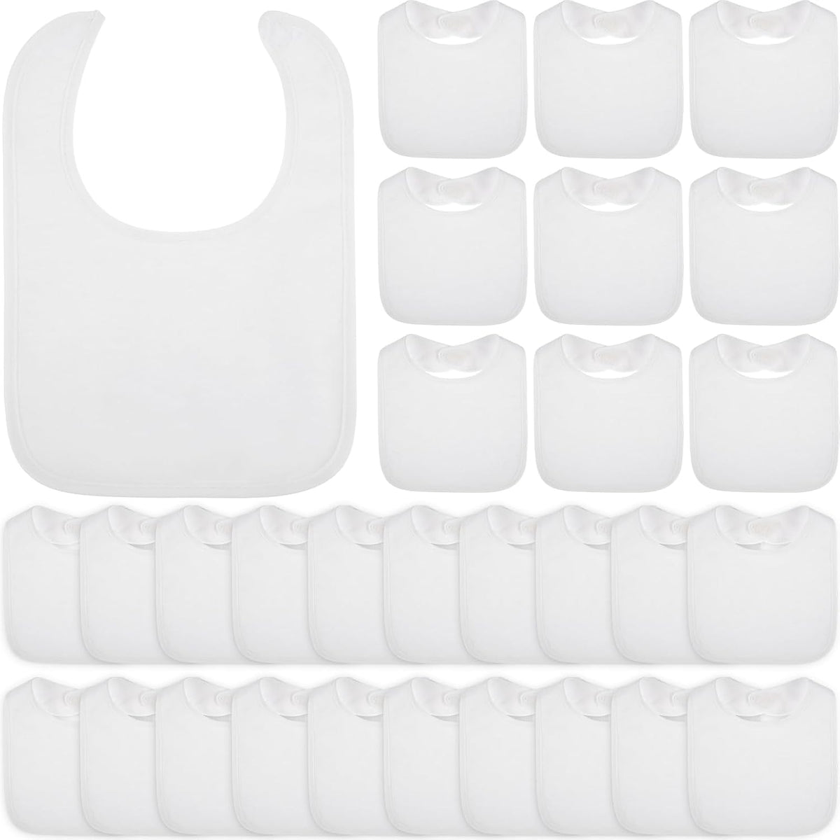 Toulite 50 Pcs White Baby Bibs Unisex Washable Cotton Double Sided