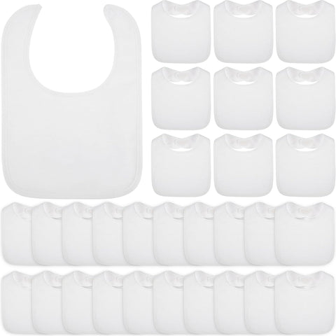 Toulite 50 Pcs White Baby Bibs Unisex Washable Cotton Double Sided