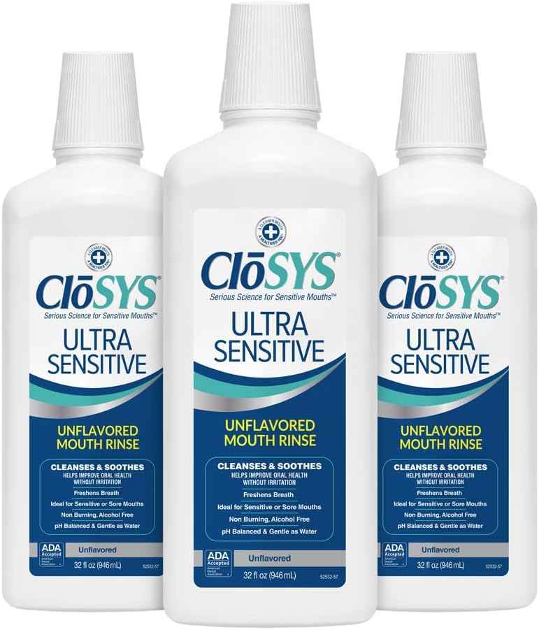 CloSYS Ultra Sensitive Mouthwash, 32 Oz, 3 Pack, Alcohol Free Mouthwash