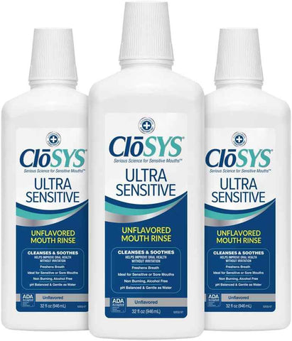CloSYS Ultra Sensitive Mouthwash, 32 Oz, 3 Pack, Alcohol Free Mouthwash