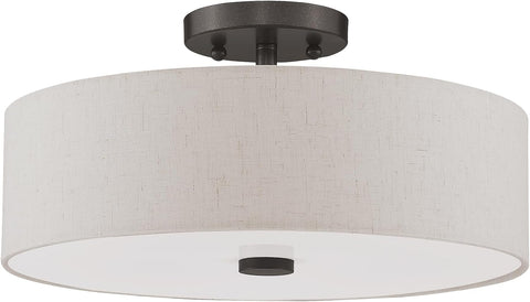 Livex Lighting 52135-92 3-Light Semi Flush Ceiling Light, English Bronze