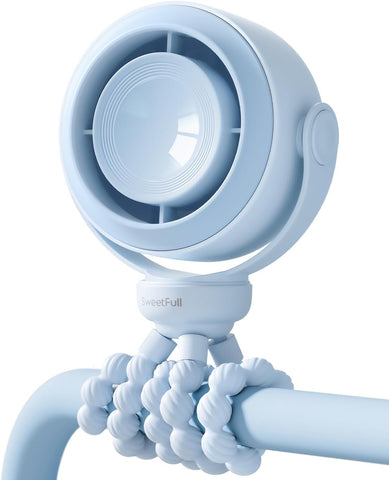SWEETFULL Portable Stroller Fan, Pinch-Proof Baby Fan - Blue