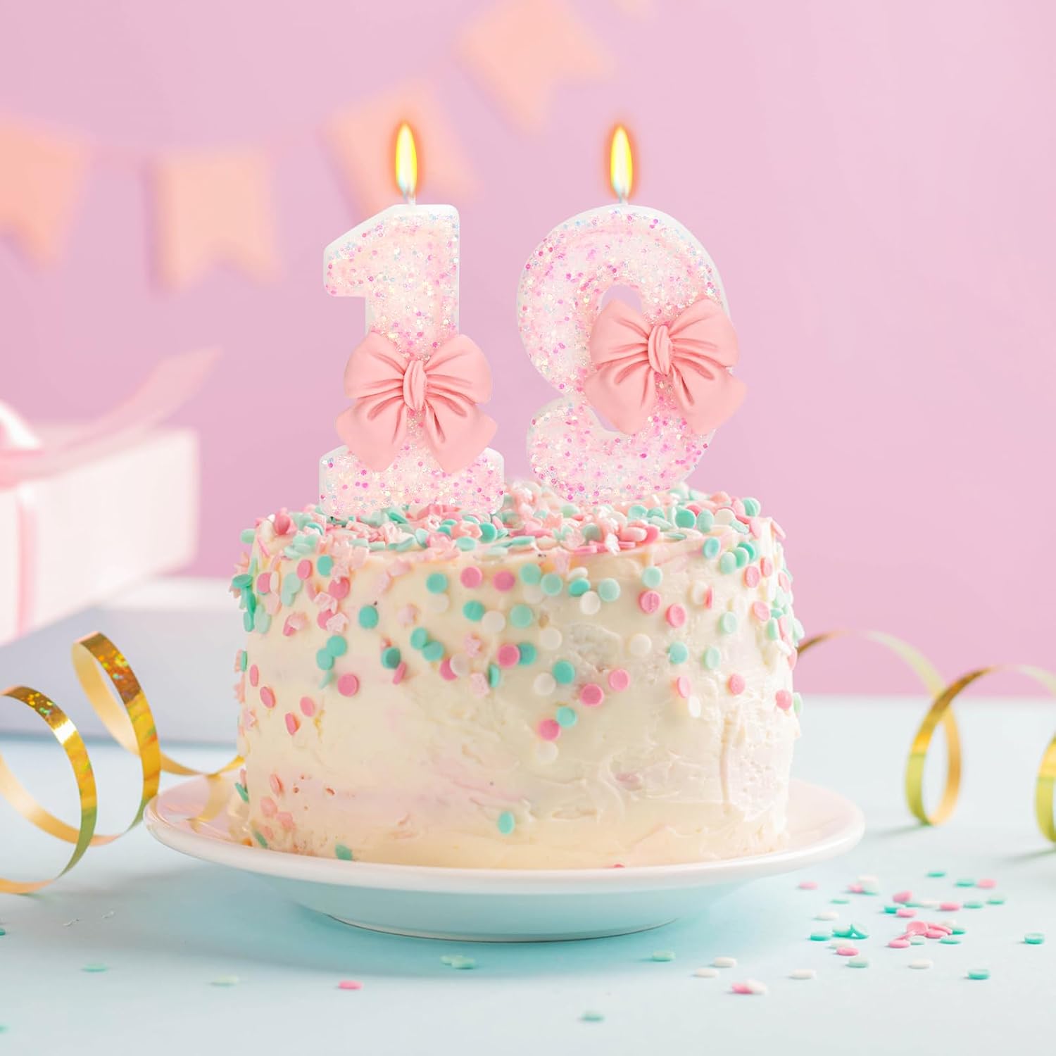 Pink Bow Birthday Number 19 Candle 19th Birthday Decorations Girl