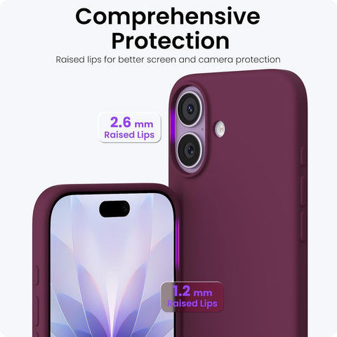 ORNARTO for iPhone 17 Case, Slim Liquid Silicone Cover, Wine Red