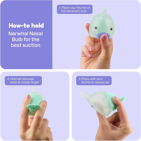Playhouse MD Baby & Kids Nasal Aspirator, Nose Sucker with LED, Narwhal