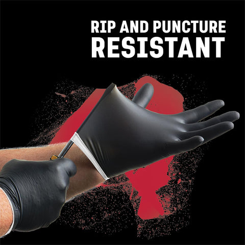 Venom Steel Industrial Nitrile Gloves, Chemical Resistant Disposable Black Gloves, Latex-Free, Powder-Free, Textured Grip, Heavy Duty Two-Layer Protection, 6 mil, Large, 100 Count