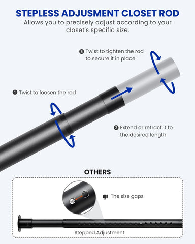 Supforce Closet Rod Heavy Duty, 17-28in Stepless Adjuatable Closet Pole