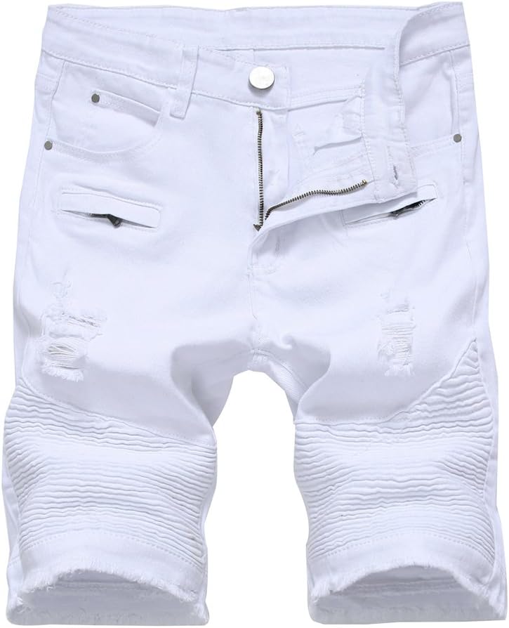 Lavnis Men's Denim Shorts Ripped Distressed Jean Shorts