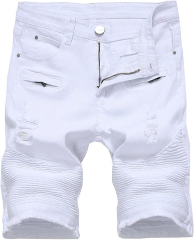 Lavnis Men's Denim Shorts Ripped Distressed Jean Shorts