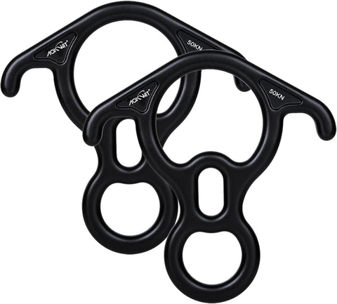 50KN Rescue Figure, 8 Descender Large Bent-Ear Belaying and Rappelling Gear Belay Device Climbing for Rock Climbing Peak Rescue 7075 Aluminum Alloy