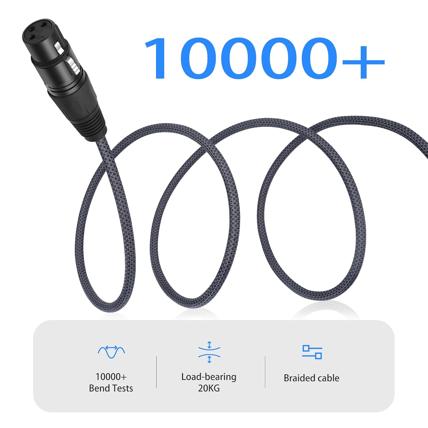 2 Pack 16FT 1/4 TRS Male to 3Pin XLR Female Microphone Cable,6.35mm TRS to XLR Female Braid Quarter inch Balanced Cable for Mixer Microphone Active Speakers