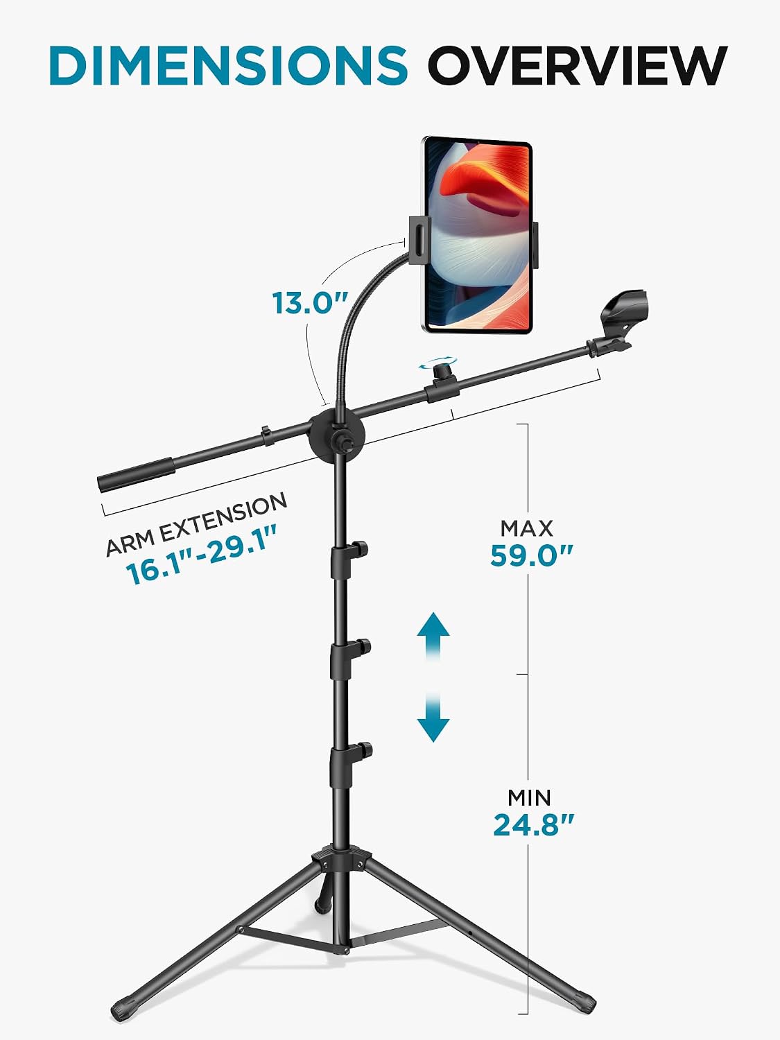 InnoGear Mic Stand Floor Tablet Phone Holder Tripod Microphone Boom Arm