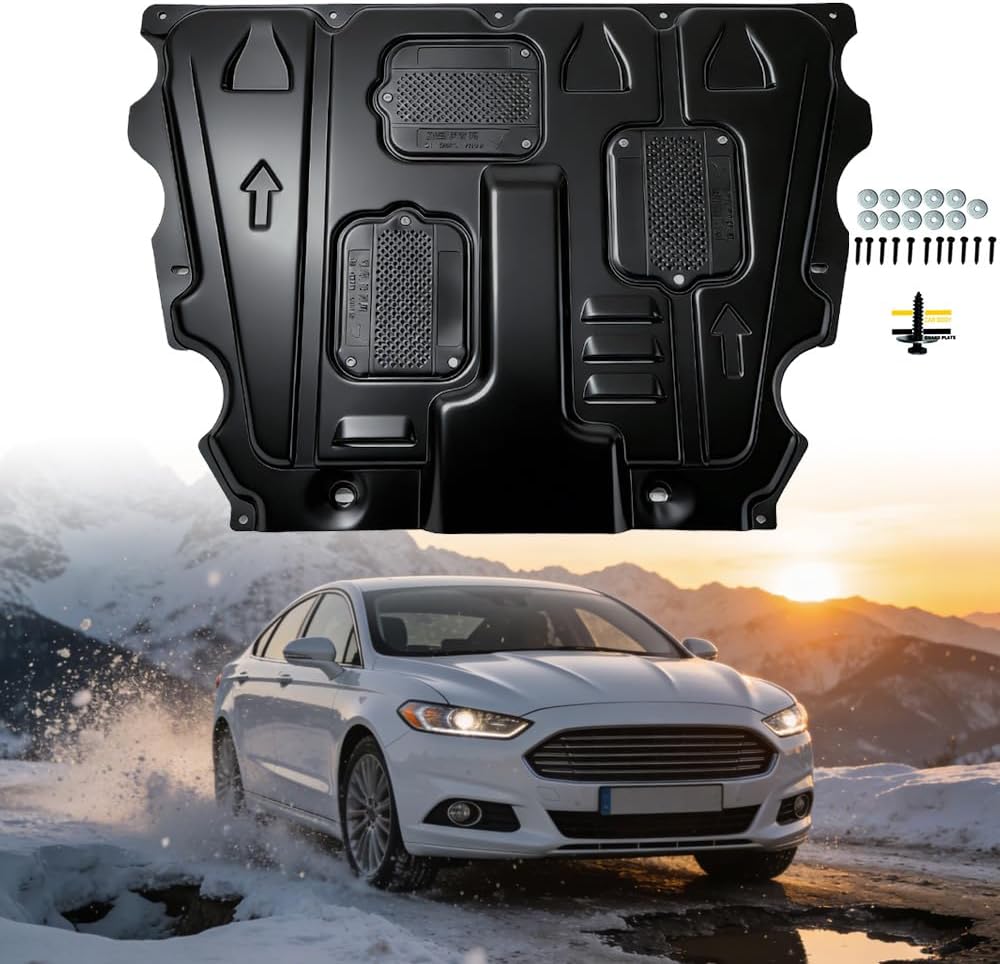 Engine Guards Mud Flaps for Ford Fusion 2013 2014 2015 2016 2017 2018 2019 2020 Front Engine Splash Shield Guards Suitable for Fusion Under Engine Cover Directly Replace Original One Black