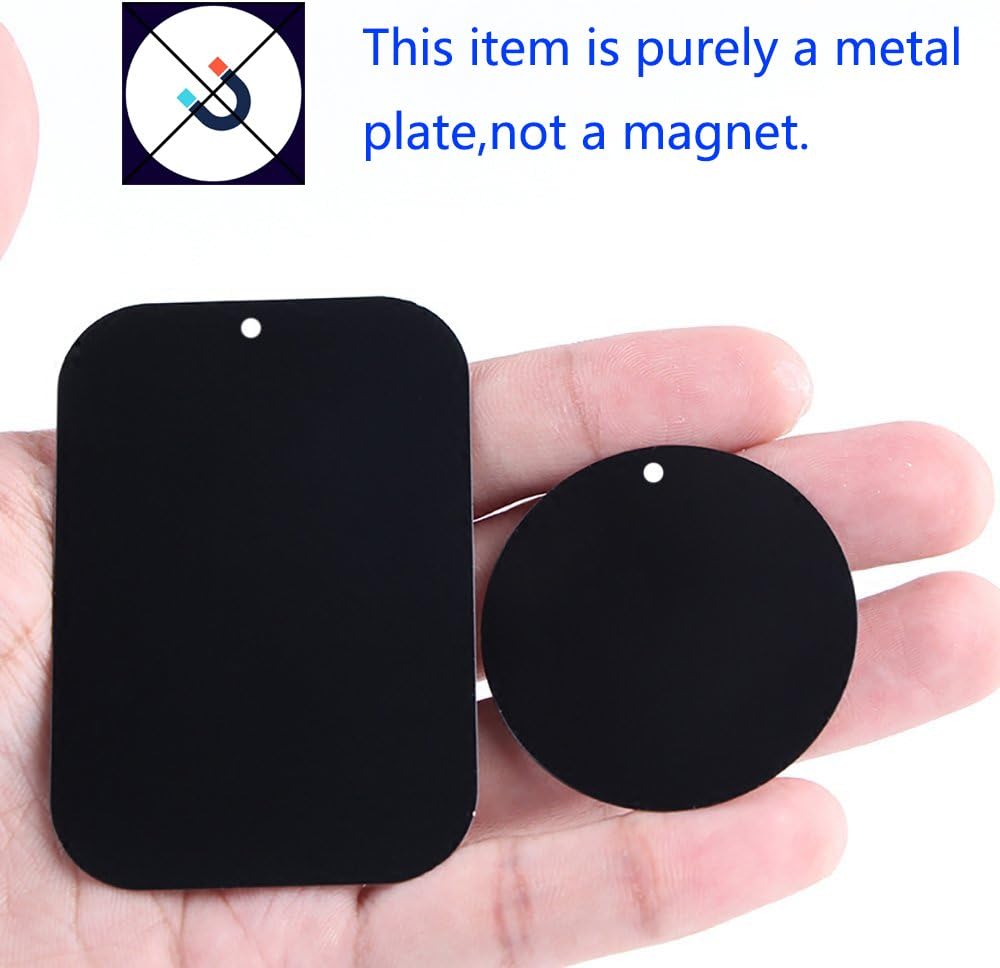 DSTELIN Universal Metal Plate 8 Pack for Magnetic Phone Car Mount Holder Cradle with Adhesive (Compatible with Magnetic Mounts) - 4 Rectangle and 4 Round, Black