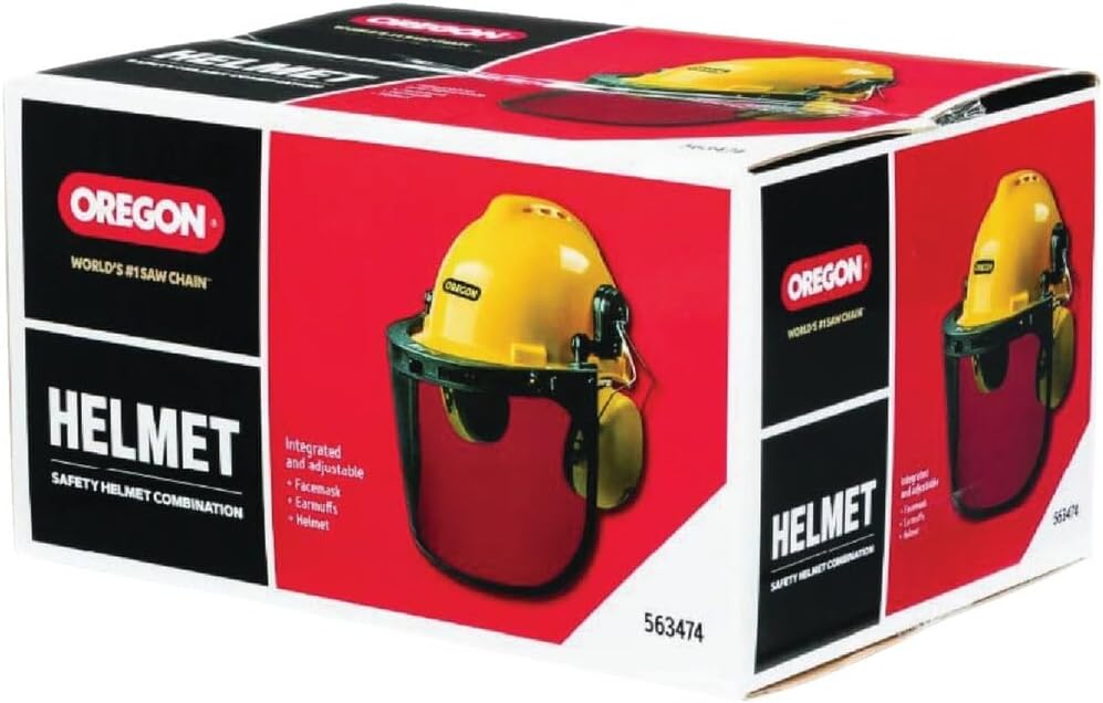 Oregon Chainsaw Safety Protective Helmet with Visor Combo Set, Yellow