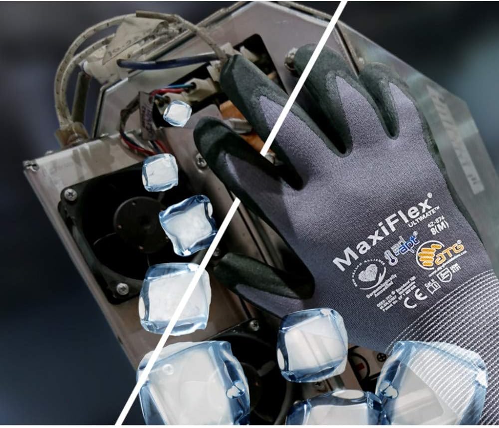MaxiFlex Seamless Knit Nylon Gloves with Nitrile Coat and Micro Foam Grip on Palm and Fingers Cut Resistance