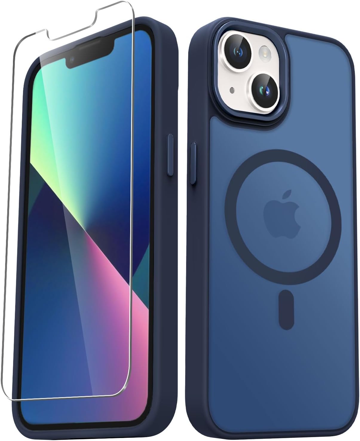 YENAPOON for iPhone 14 Case, iPhone 13 Case, Matte Magnetic Case, Navy Blue