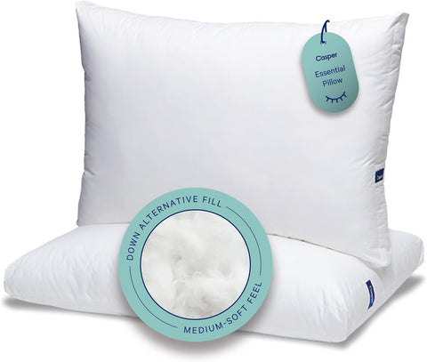 Casper Sleep Essential Pillow 2-Pack – Standard Down-Alternative Bed Pillow