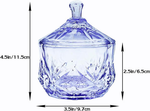 8oz Glass Candy Dish with Lid,Small Crystal Halloween Candy Jar,Cotton Round Holder,Office,Bathroom,Dining Room Organizer(Purple)