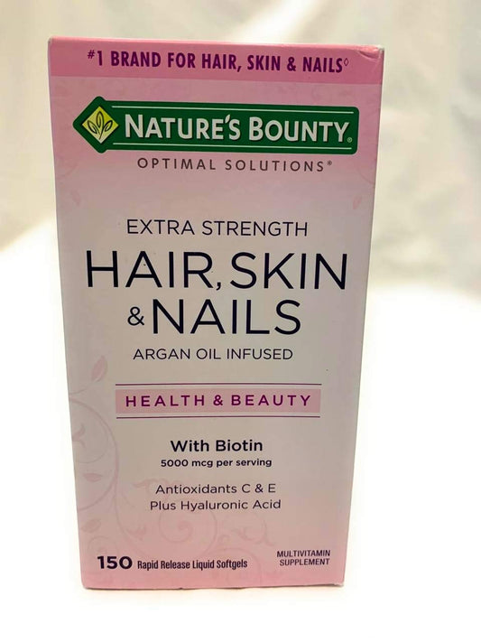 Nature's Bounty Optimal Solutions Extra Strength Hair, Skin and Nails Formula (150 count) (Pack of 4)