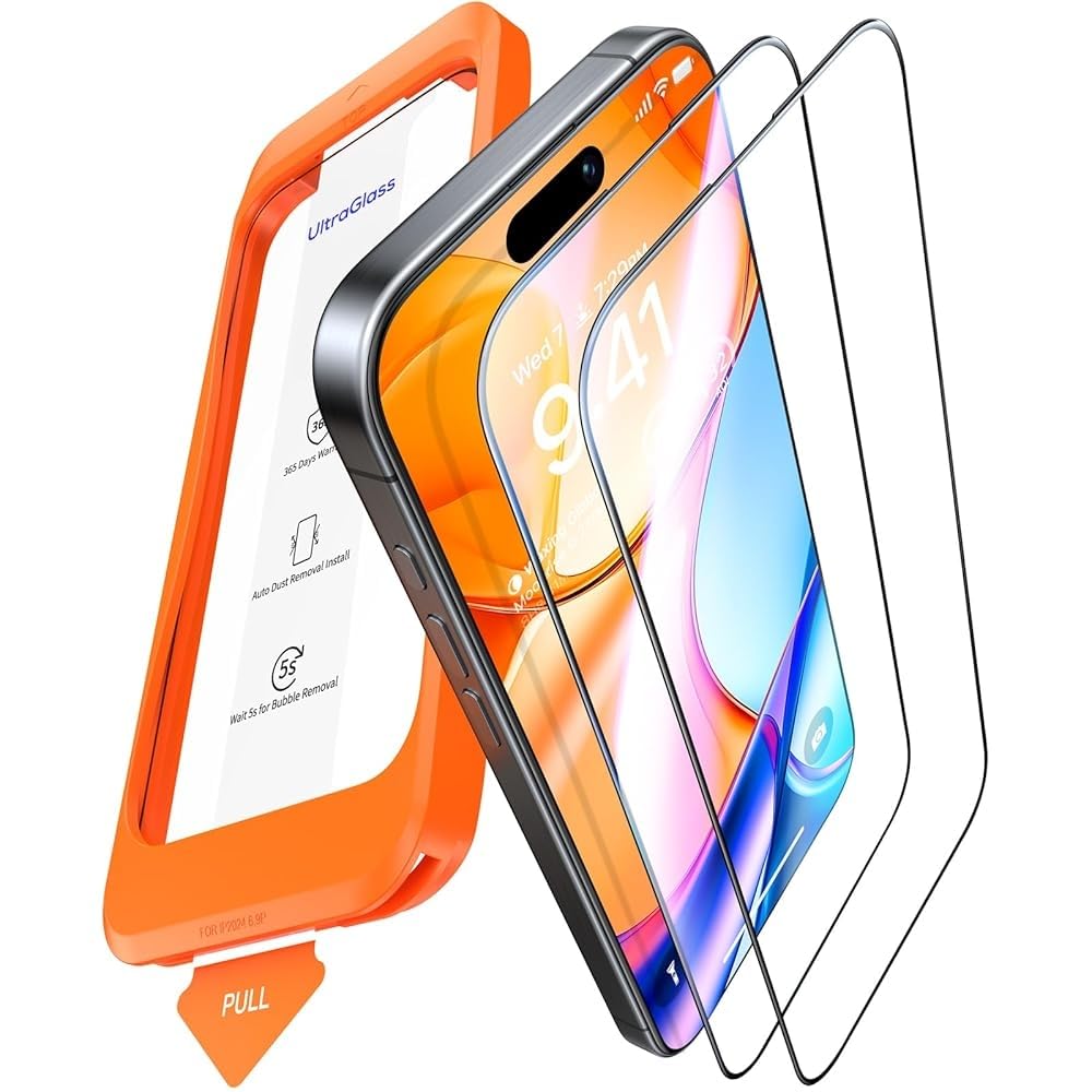 UltraGlass 9H+ Glass for iPhone 14 Pro Max Screen Protector [Military Grade Shatterproof & Longest Durable] Screen Protector 14 Pro Max Tempered Glass, Anti-fingerprint, 2 Packs