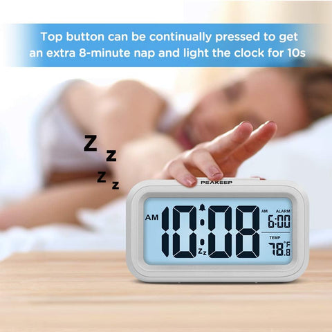 Peakeep Night Light Digital Alarm Clock Battery Operated Indoor Temperature