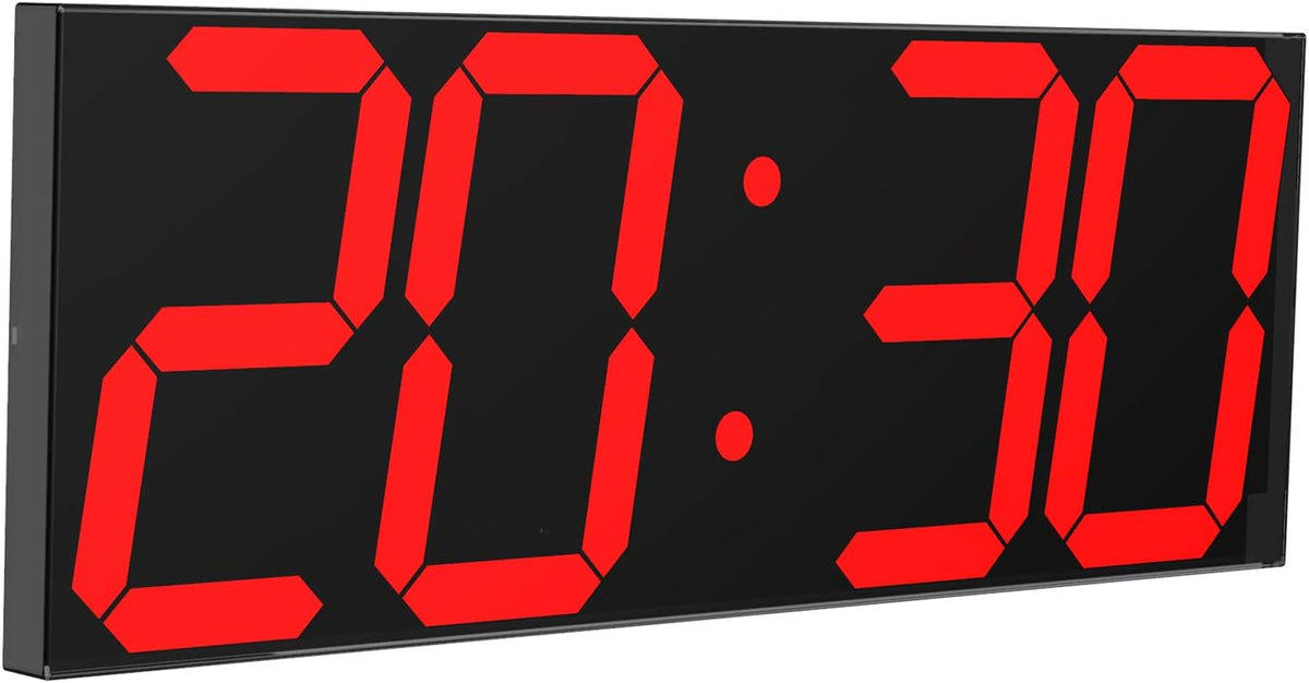 CHKOSDA LED Large Digital Wall Clock, Oversize Wall Clock with 6” Numbers, Remote Control Count up/Countdown Timer Clock, Auto Dimmer, Big Calendar and Thermometer(Red)