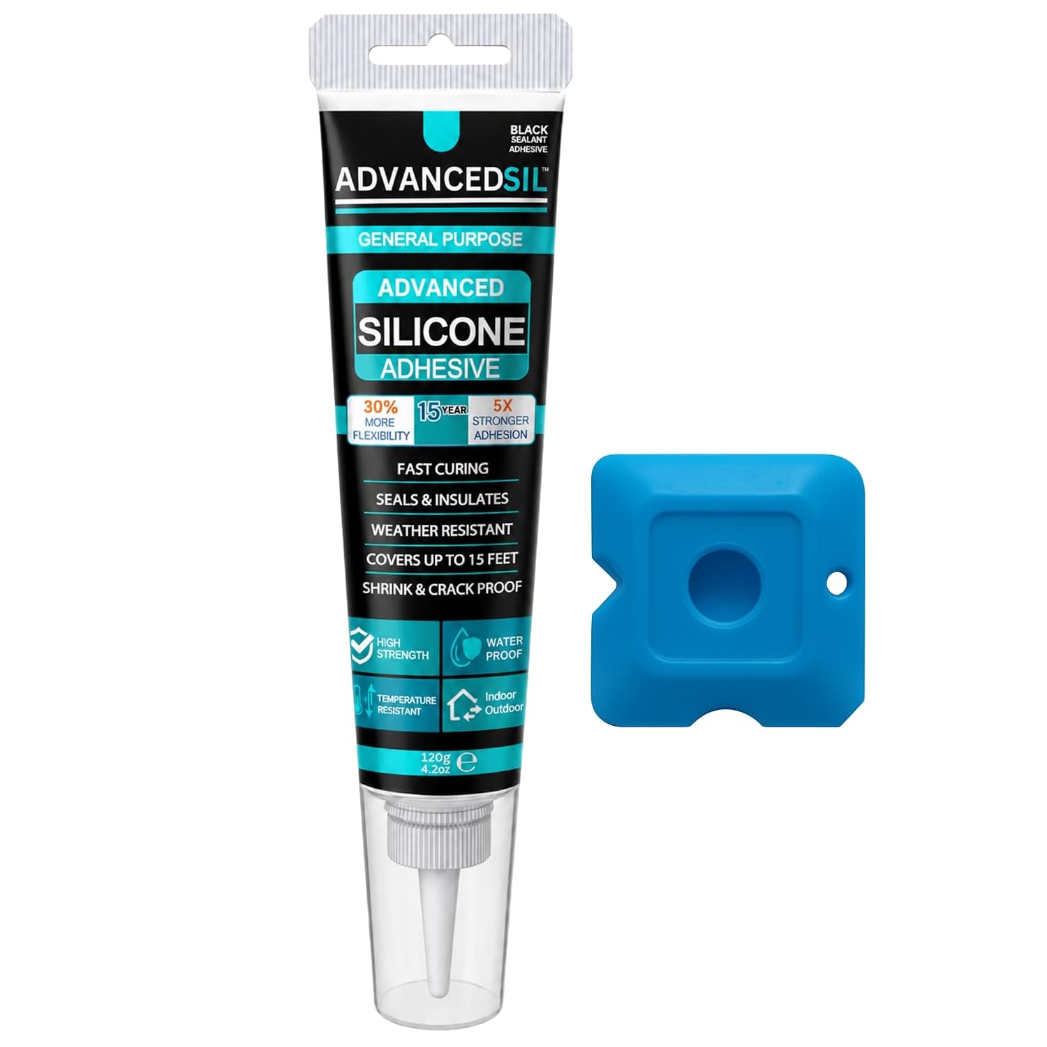 Black Silicone Sealant & Caulk Tube with Finishing Tool – Weatherproof, Flexible, Strong Adhesion for Bathroom, Roof, Window, and Automotive Sealing