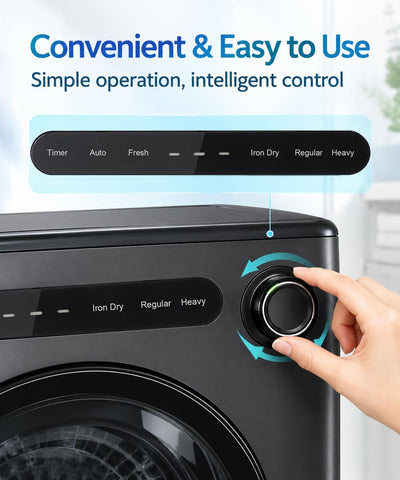 Dessiz 110V Clothes Dryers 950W Dryer 1.6cu.ft Front Load Stainless Steel 11lbs Electric Dryers Machine with Exhaust pipe for Apartment,RVs,Dorms,Auto Stop and Easy Control