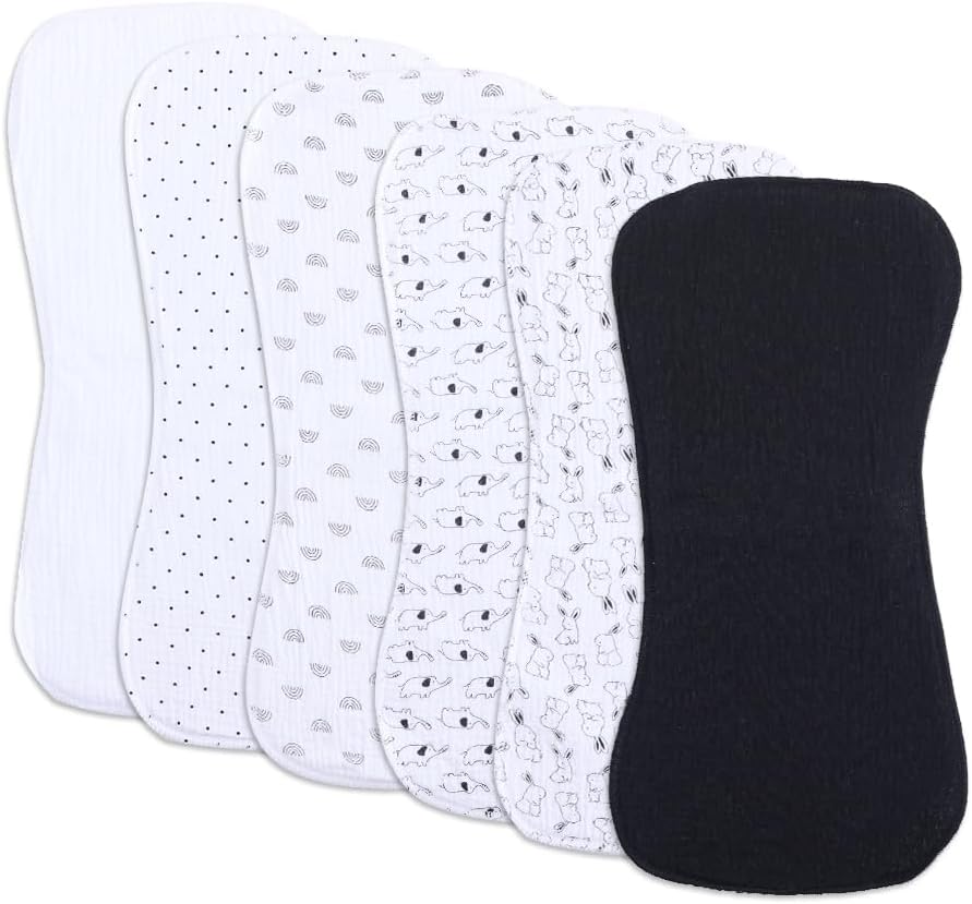 6 Pack Cotton Baby Burp Cloths Extra Absorbent Soft for Baby Boys and Girls