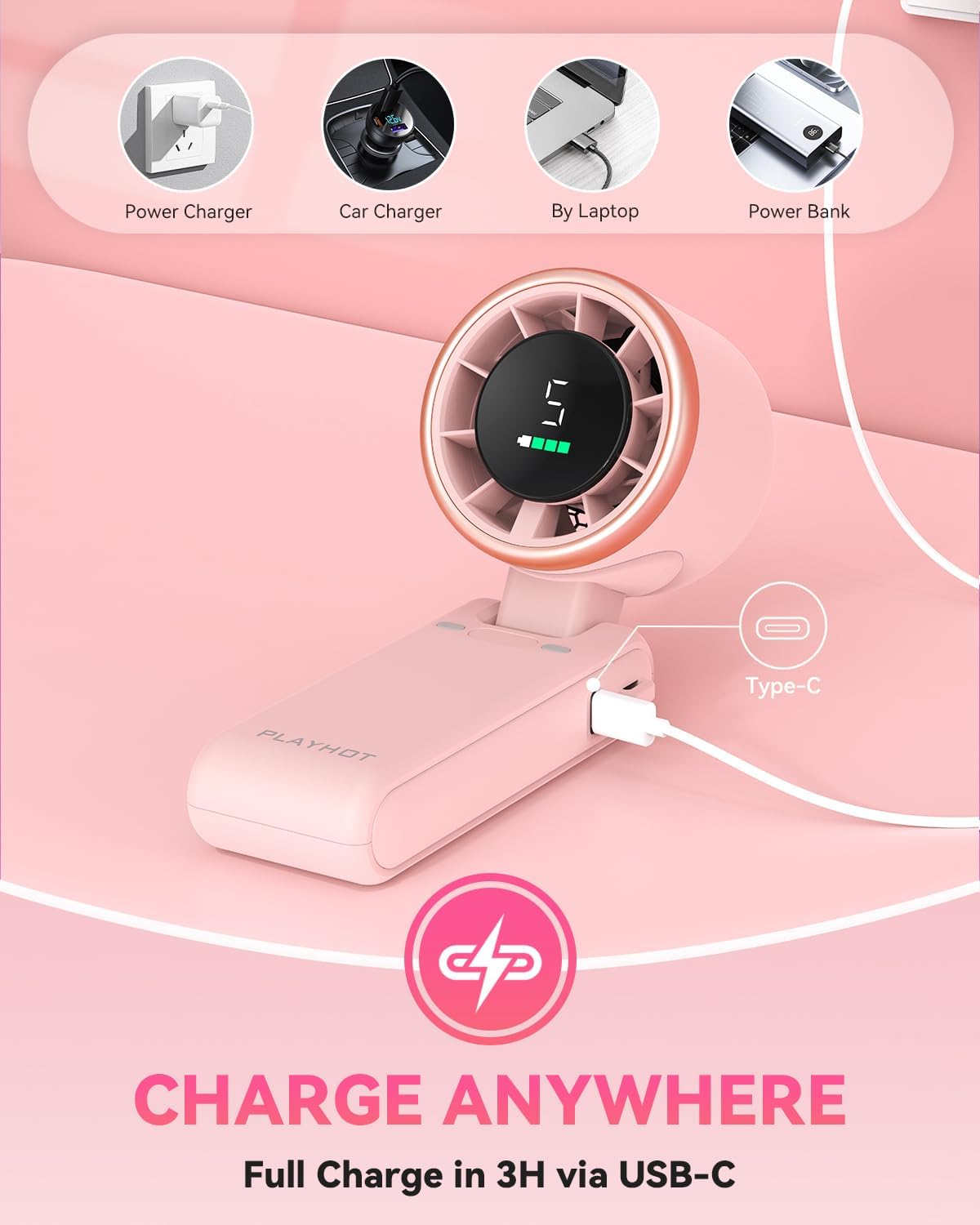 PlayHot Portable Handheld Turbo Fan, Travel Essentials, Gifts for Women/Men