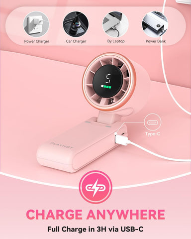 PlayHot Portable Handheld Turbo Fan, Travel Essentials, Gifts for Women/Men