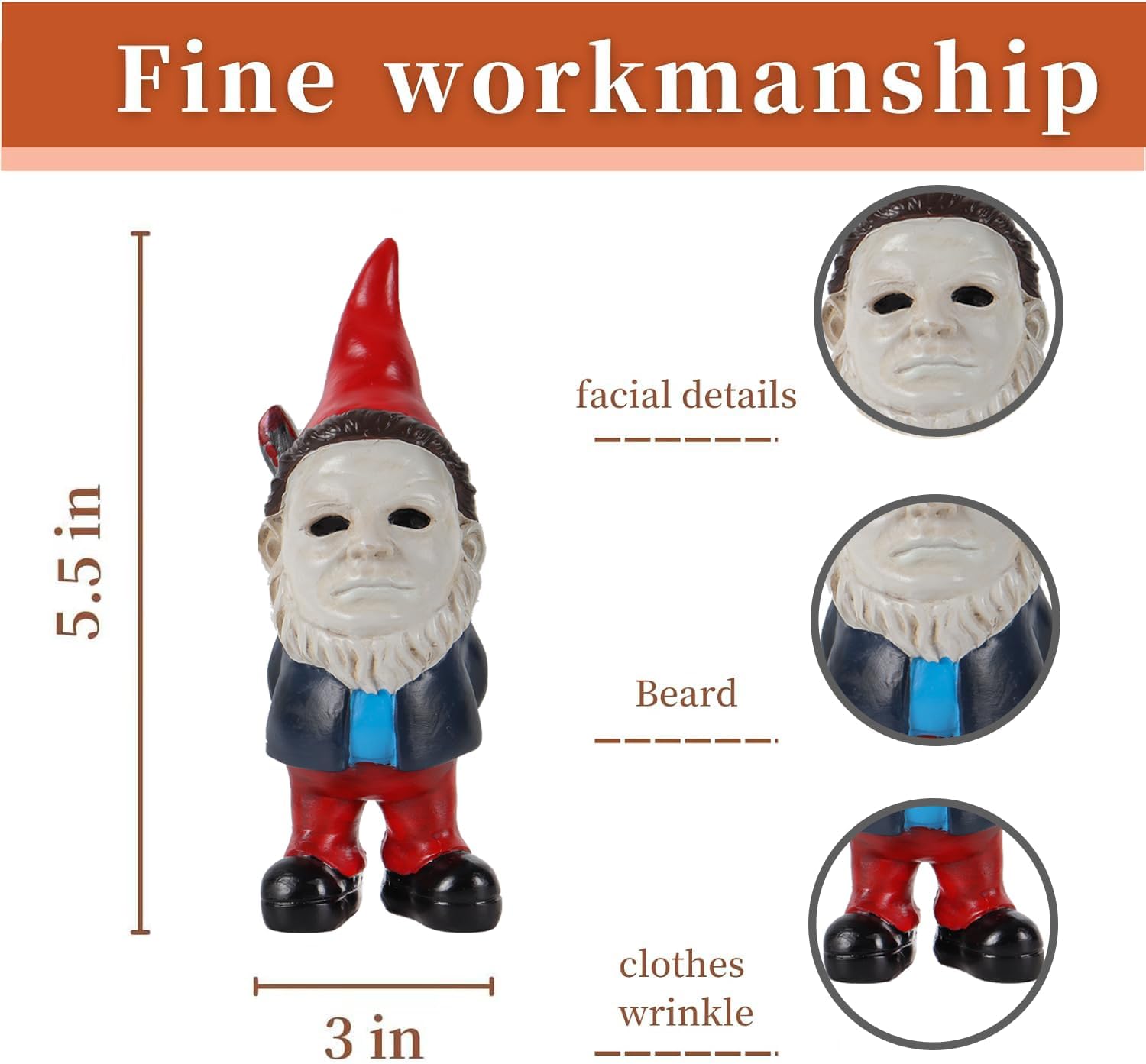 SPINNDO Garden Gnome Statue Decoration Garden Decor Horror Gnomes Boo Basket（Red