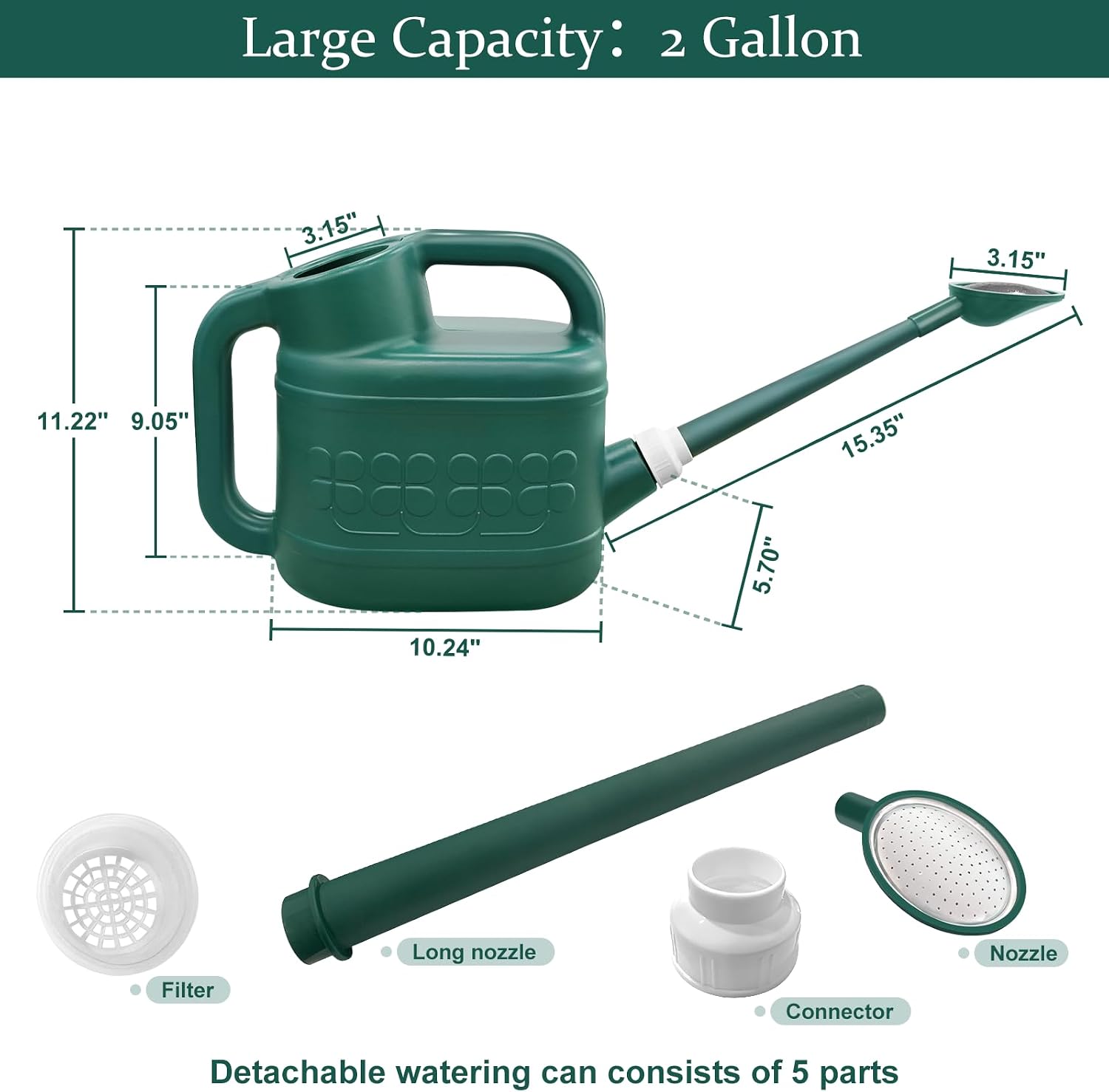 2 Gallon Watering Can, Large Garden Watering Can for Outdoor Plants
