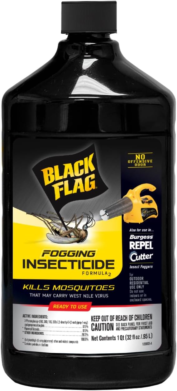 Black Flag 64 oz. Fogging Insecticide Ready-to-Use Controls Mosquitoes, Biting Flies and Flying Insects in Lawns, Patios and Gardens, 190256, 64 Ounce (Pack of 2)