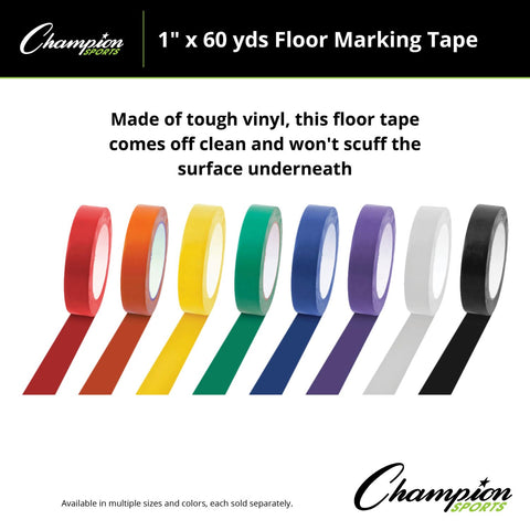 Champion Sports Vinyl Floor Tape, Yellow, 1 Count