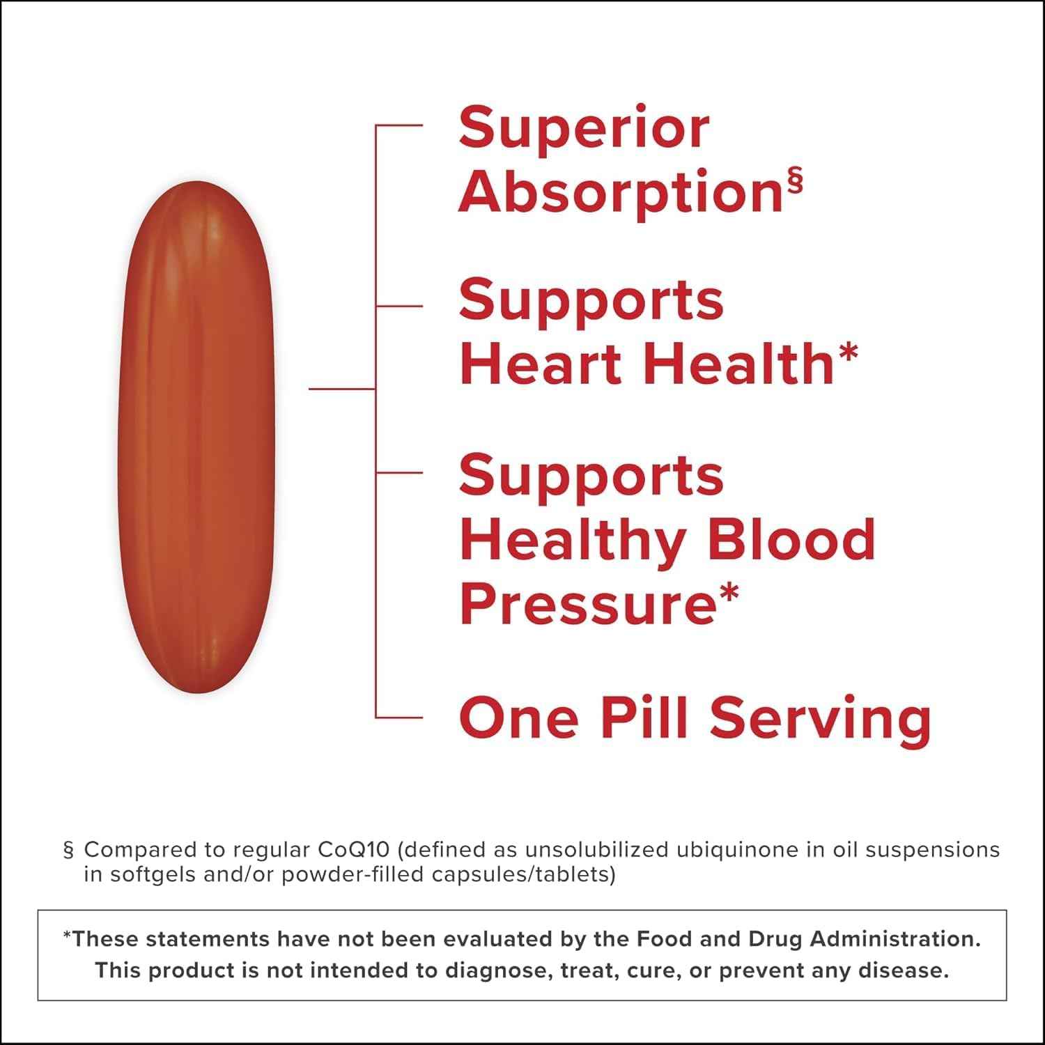 Qunol Mega Ubiquinol CoQ10 100mg, Superior Absorption, 100 Softgels | #1 Cardiologist Recommended Supplement for Heart Health, Coenzyme Q10 Supplement to support Vascular Health & Cellular Energy