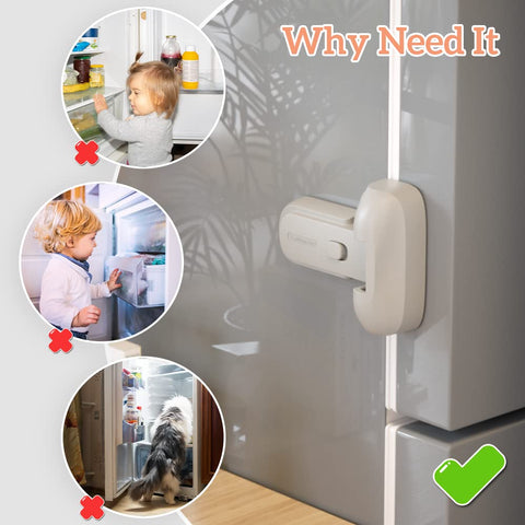 Mom's Choice Gold Awards Winner - EUDEMON 1 Pack Updated Child Proof Refrigerator/Fridge/Freezer Door Lock Apply to Max 1"(25mm) Sealing Strip for Toddlers and Kids, no Tools Need or Drill (Grey)
