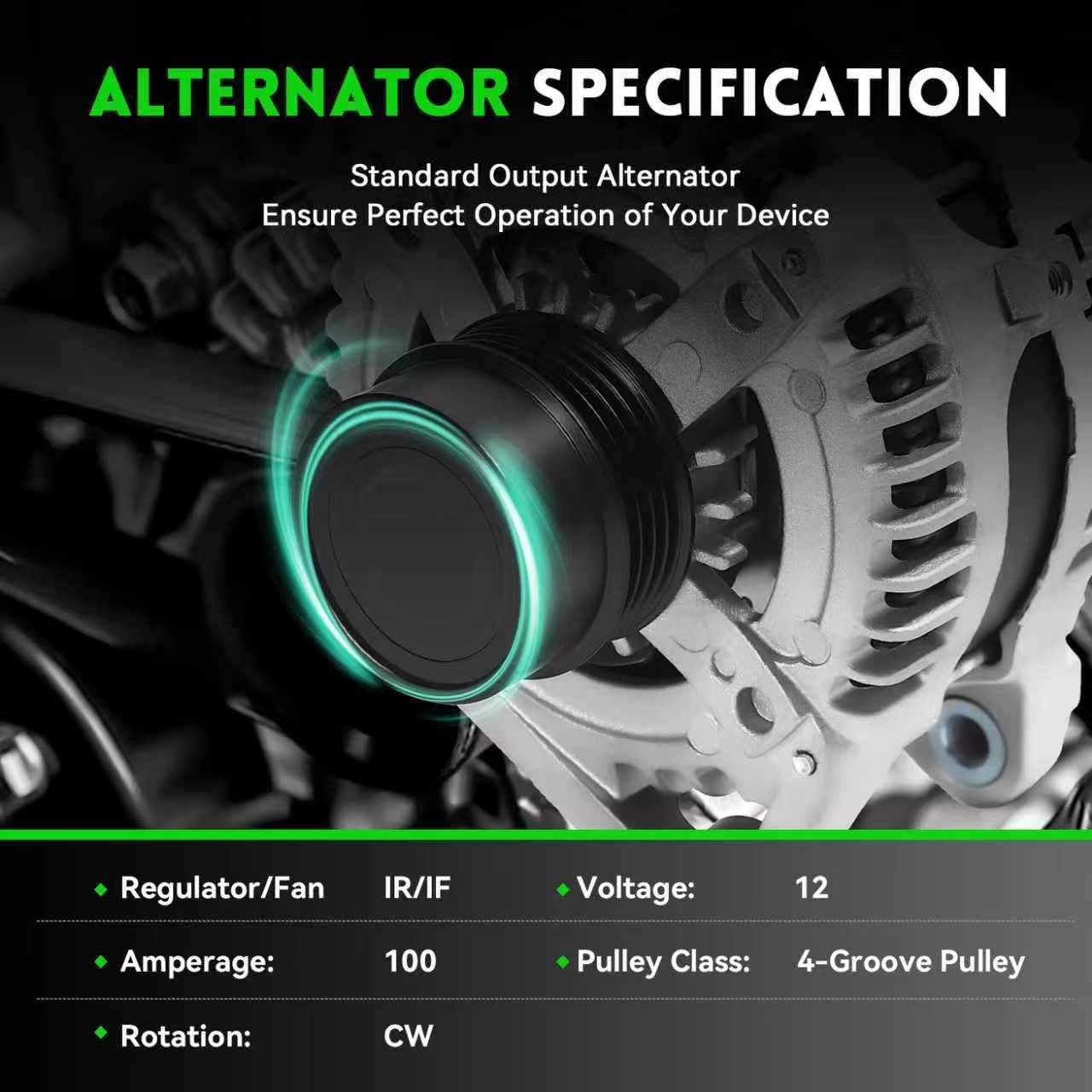 11516N Alternator 2.5L L4 Compatible with 2010-2011 Toyota Camry, 100Amp Replace# 104210-2650 1042102650 27060-0V060 27060-0V060-84 AL3367X 90295768